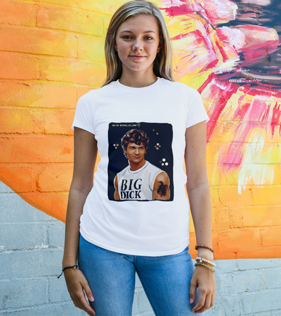 Tanya Lily Jane Big Dick Art Featuring Curly Haired Man T-Shirt