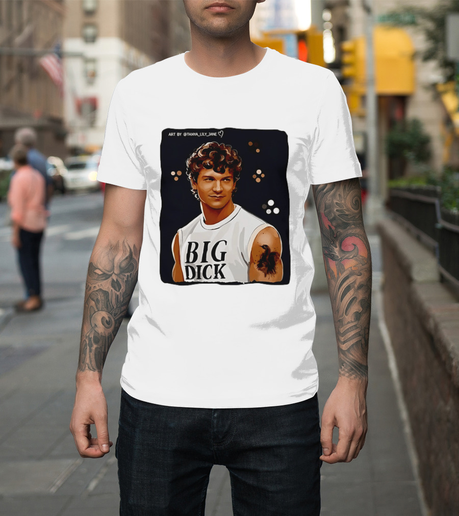 Tanya Lily Jane Big Dick Art Featuring Curly Haired Man T-Shirt