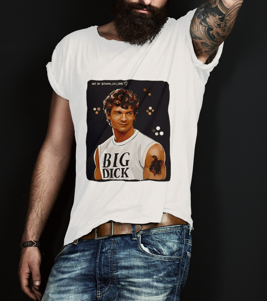 Tanya Lily Jane Big Dick Art Featuring Curly Haired Man T-Shirt