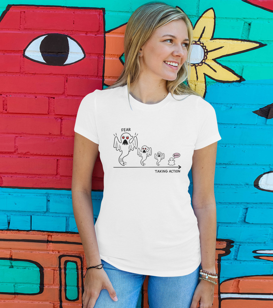 Fear Ghost Evolution Taking Action Boo Journey T-Shirt