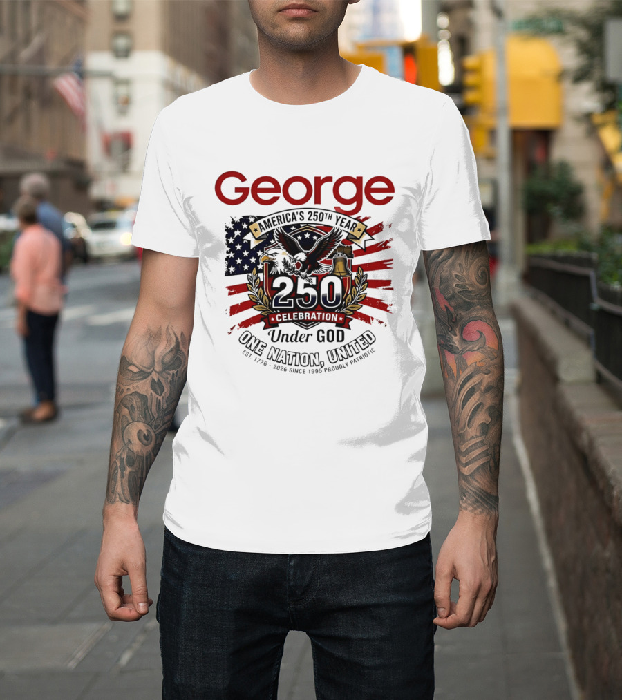 George America's 250th Year 1776 2026 Celebration Eagle Flag Under God One Nation United T-Shirt