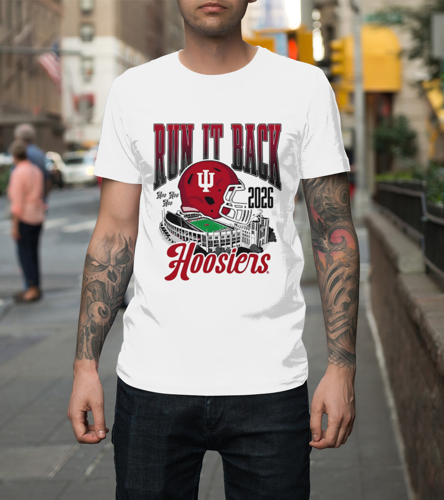 Run It Back Hoo Hoo Hoo 2026 Hoosiers Indiana University Football Stadium Helmet T-Shirt