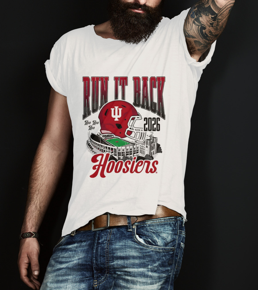 Run It Back Hoo Hoo Hoo 2026 Hoosiers Indiana University Football Stadium Helmet T-Shirt