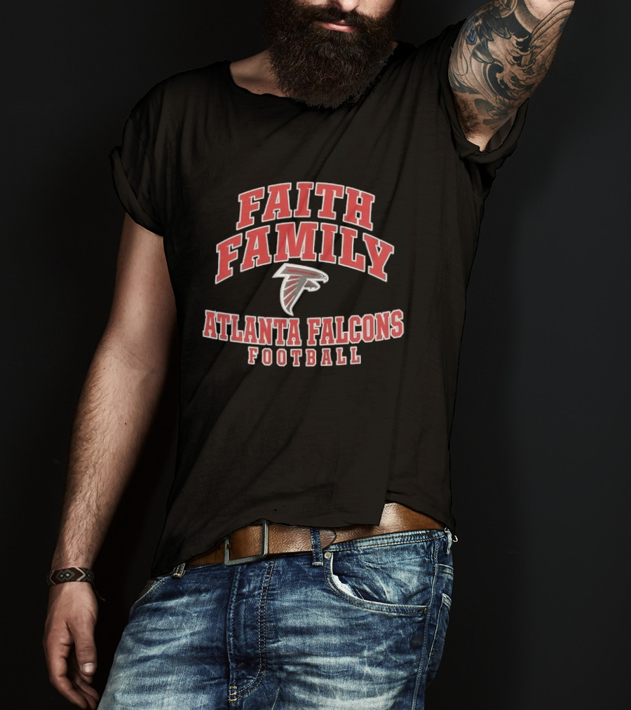 Atlanta Falcons Faith Family Football Bird Distressed College Font T-Shirt