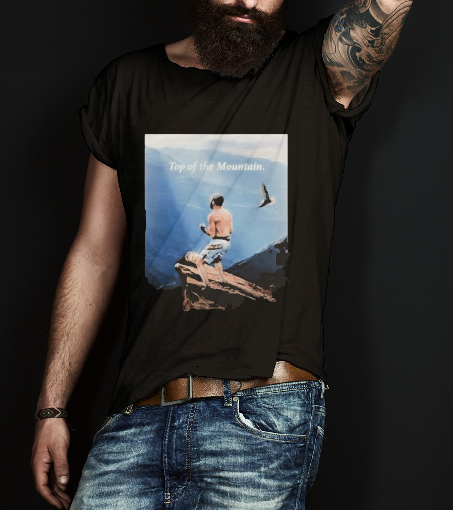 Islam Makhachev Top Of The Mountain Scenic Martial Arts Triumph T-Shirt