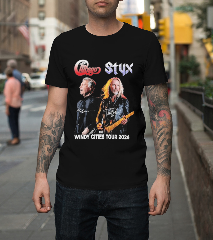 Chicago Styx The Windy Cities Tour 2026 Rock Concert T-Shirt