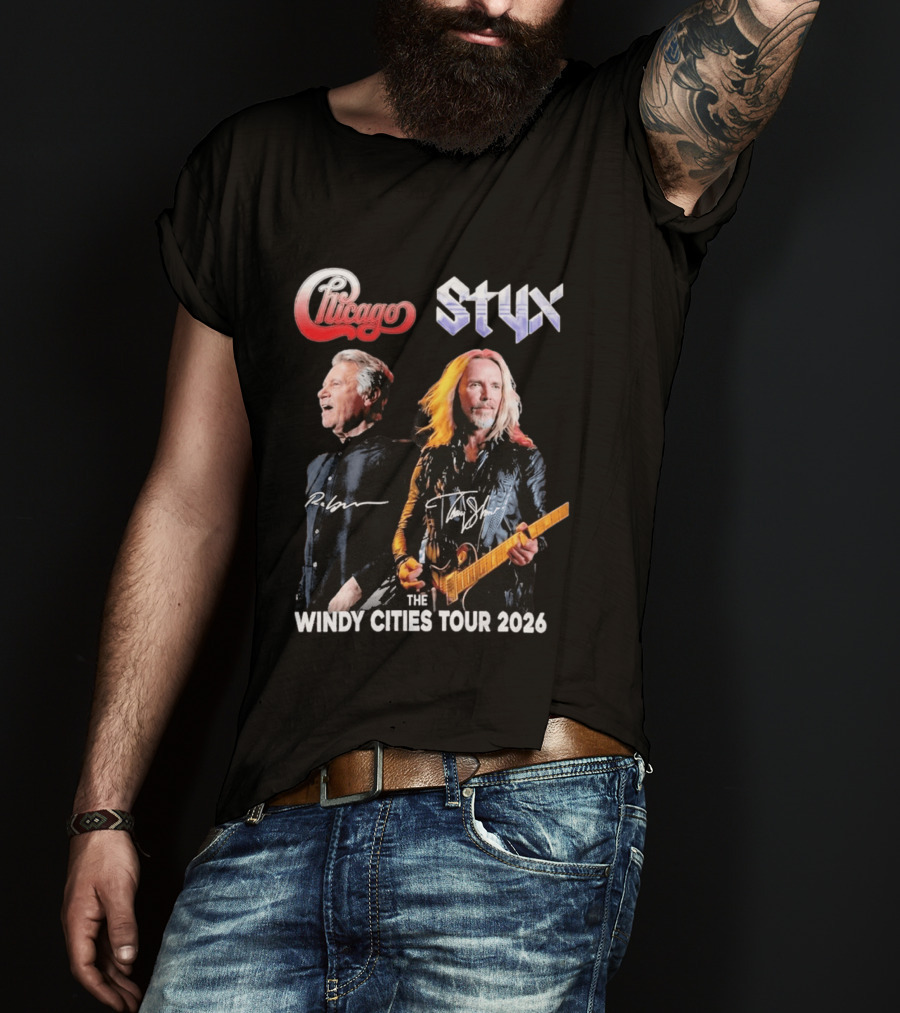 Chicago Styx The Windy Cities Tour 2026 Rock Concert T-Shirt