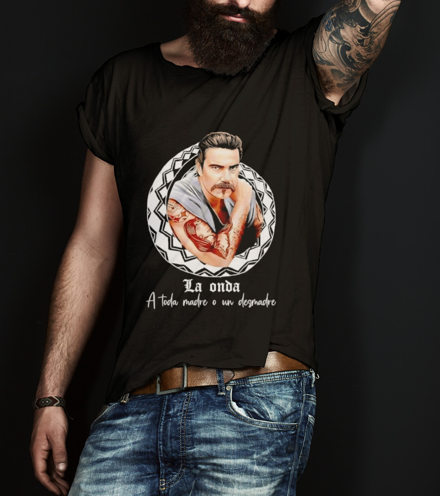 La Onda A Toda Madre O Un Desmadre Tattooed Man Mustache Geometric T-Shirt