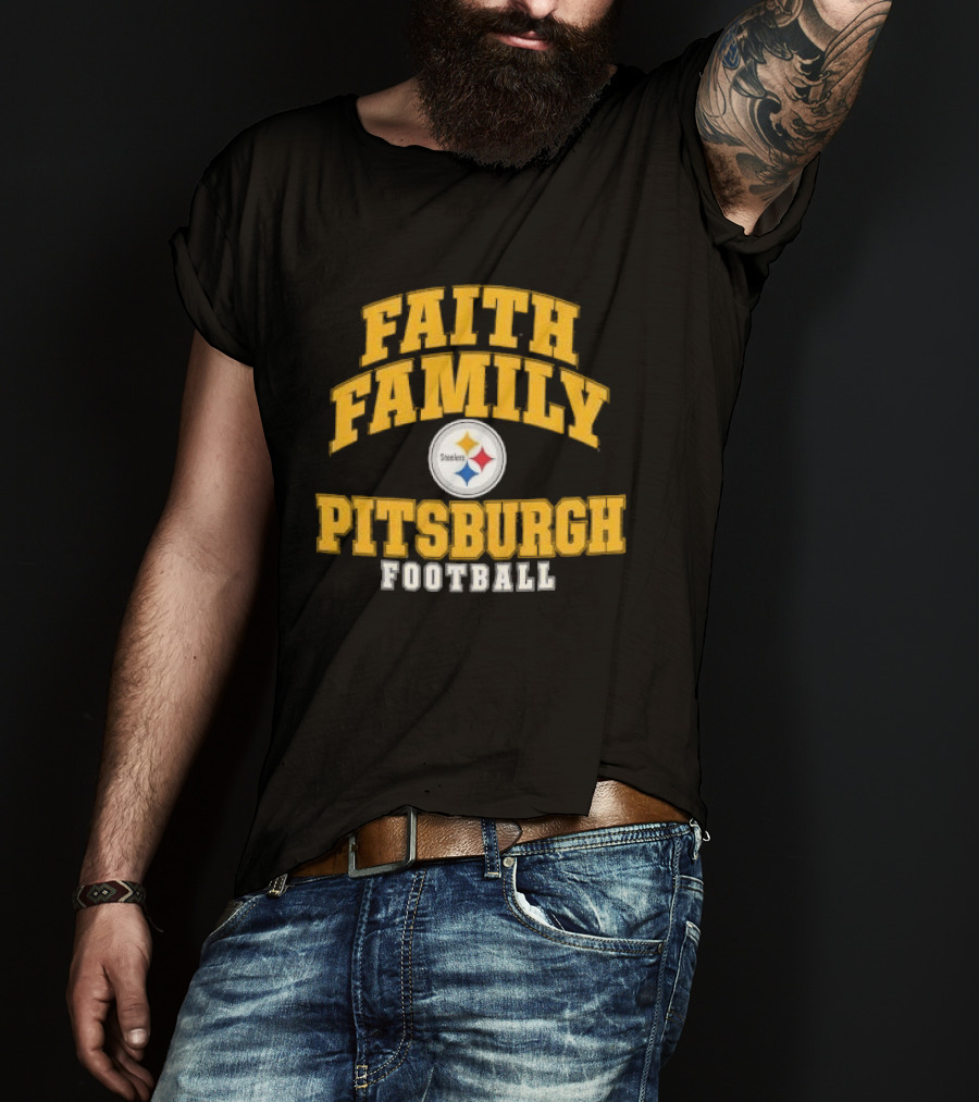 Pittsburgh Steelers Faith Family Football Team Yellow Arched T-Shirt