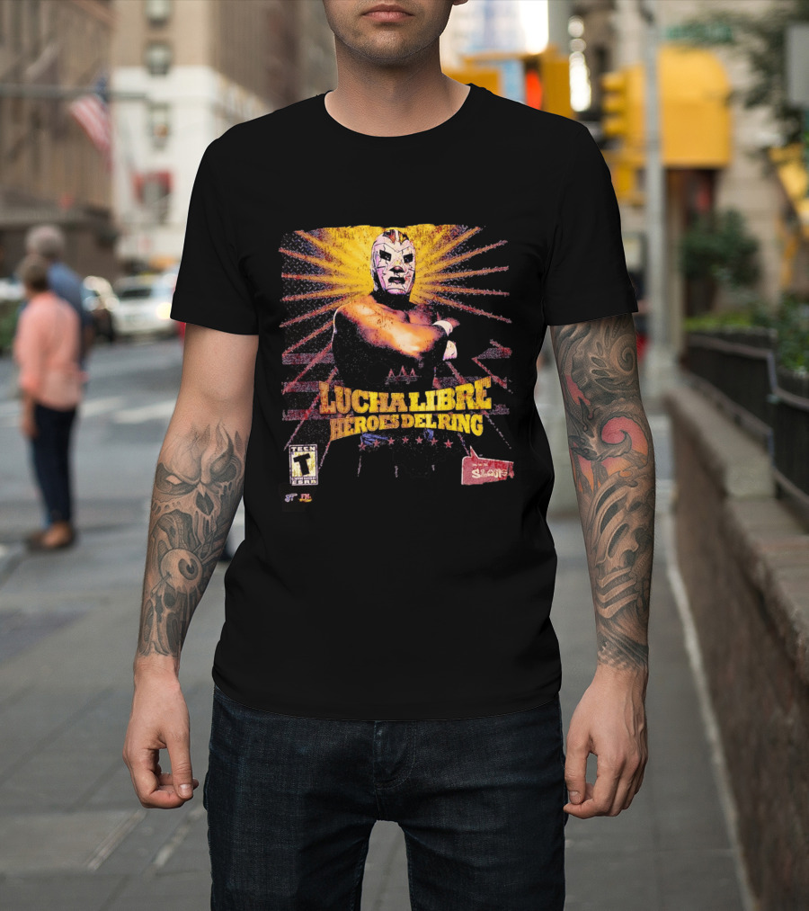 Lucha Libre Héroes Del Ring Masked Wrestler Starburst T-Shirt