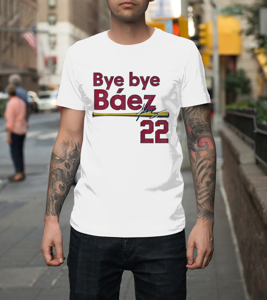 Bye Bye Báez 22 Yellow Gold Baseball Bat Player T-Shirt