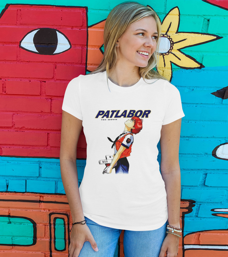 Patlabor The Movie Anime Girl Holding Helmet Looking Up T-Shirt