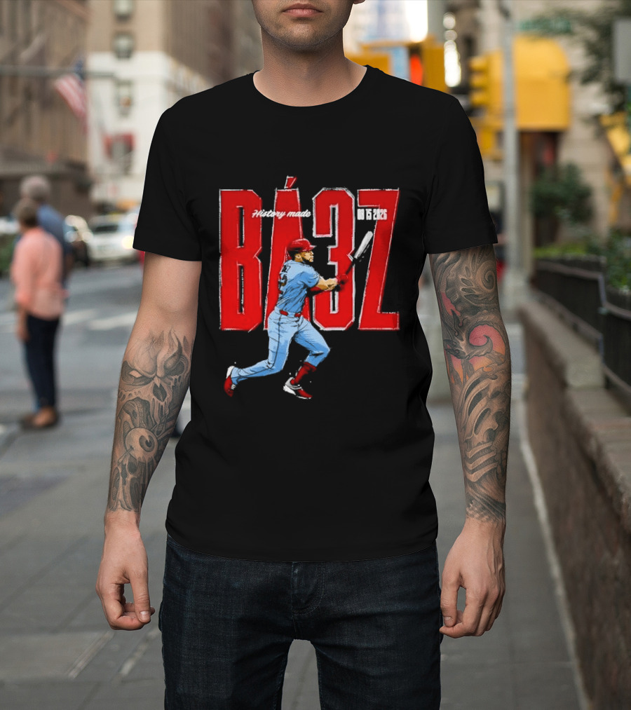 History Made Baez 08 15 2026 Baseball Player Swinging Bat Sketch T-Shirt