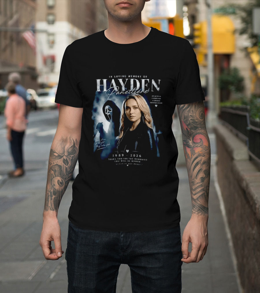 In Loving Memory Of Actress Hayden Panettiere 1989 2026 With Ghostface Shadow T-Shirt