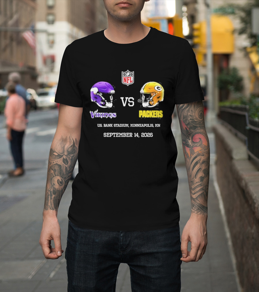 Green Bay Packers Vs Minnesota Vikings NFL U.S. Bank Stadium Minneapolis September 14 2026 T-Shirt