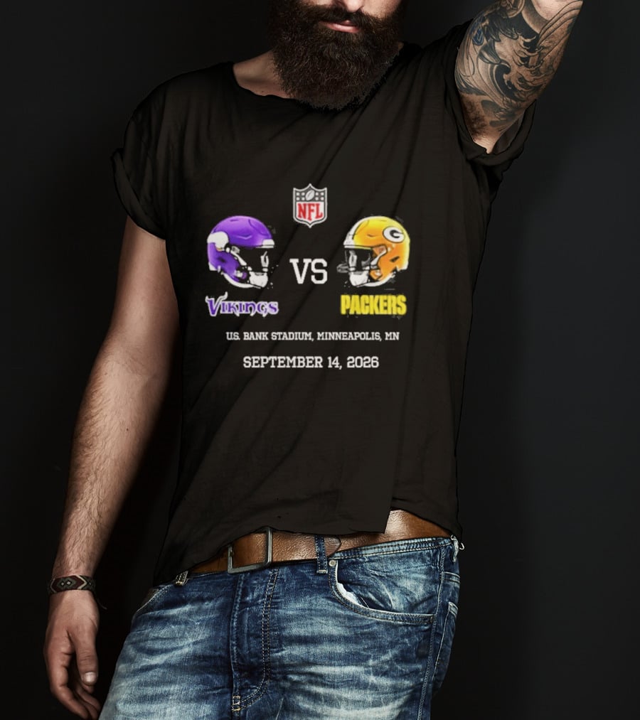 Green Bay Packers Vs Minnesota Vikings NFL U.S. Bank Stadium Minneapolis September 14 2026 T-Shirt