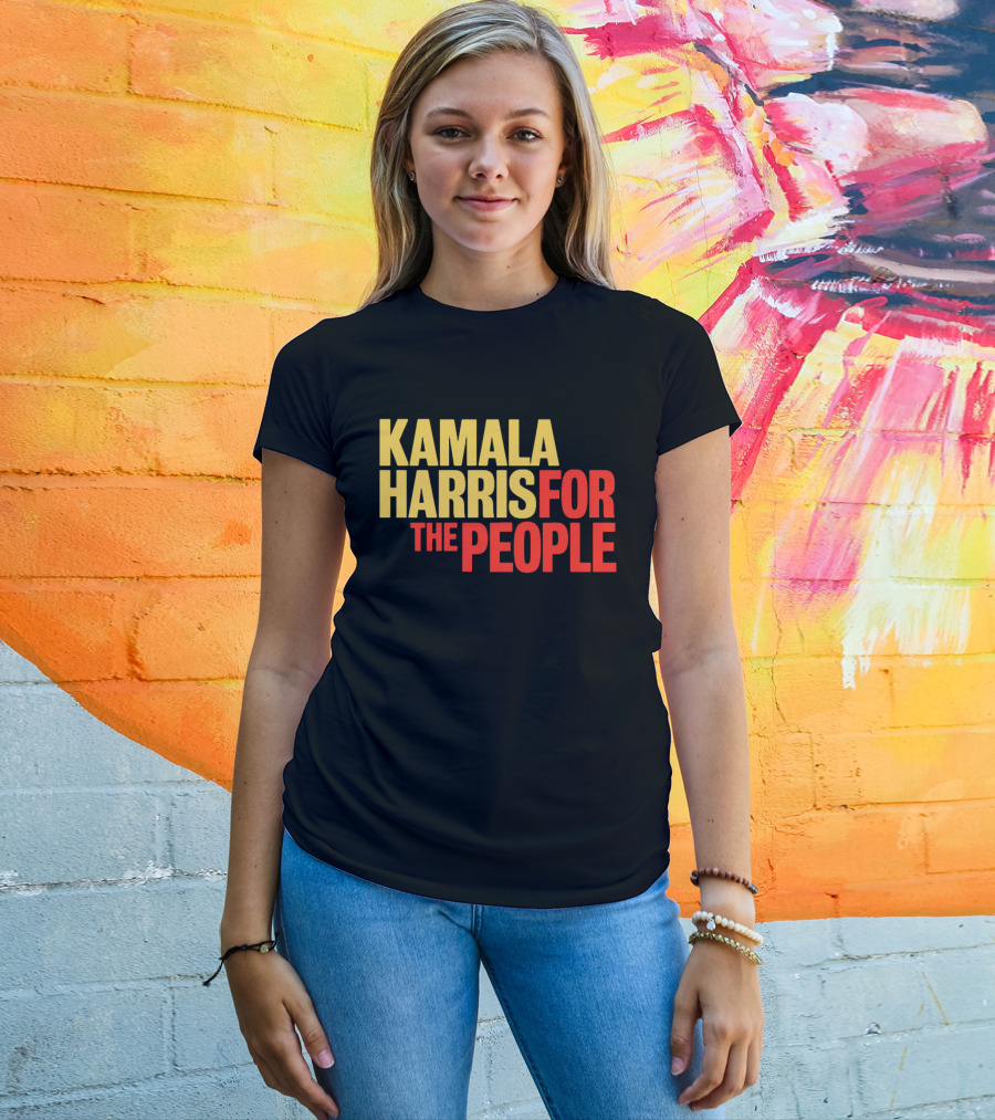 Kamala Harris For The People Text Classic Bold Yellow And Red T-Shirt