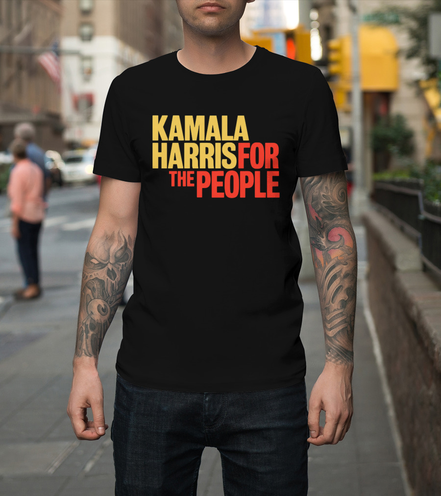 Kamala Harris For The People Text Classic Bold Yellow And Red T-Shirt