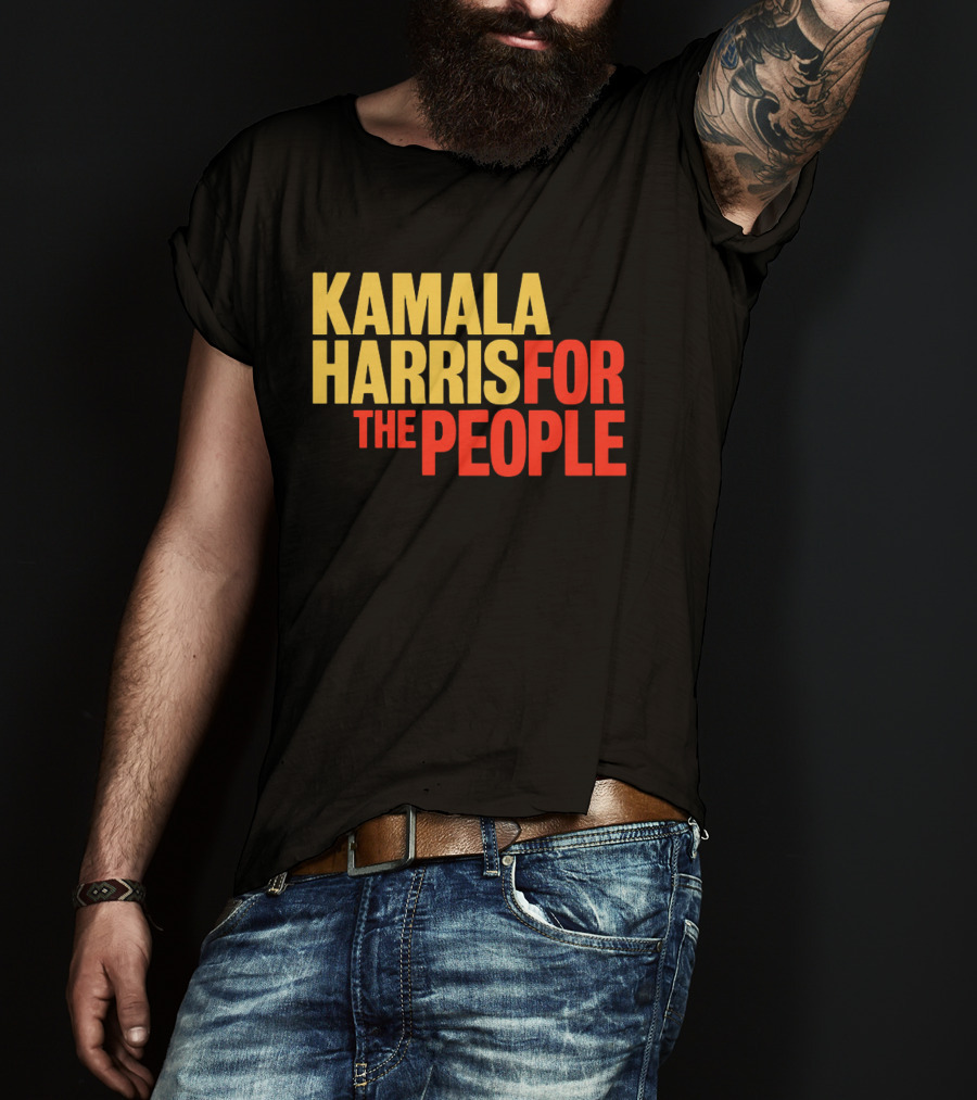 Kamala Harris For The People Text Classic Bold Yellow And Red T-Shirt