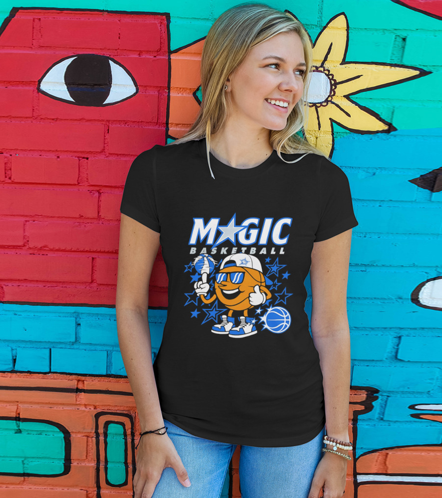 Magic Basketball Cartoon With Sunglasses And Stars T-Shirt