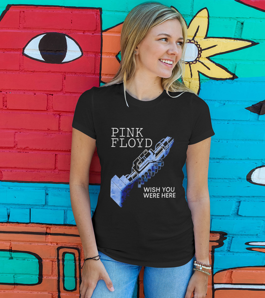 Pink Floyd Wish You Were Here Blue Mechanical Robot Handshake T-Shirt
