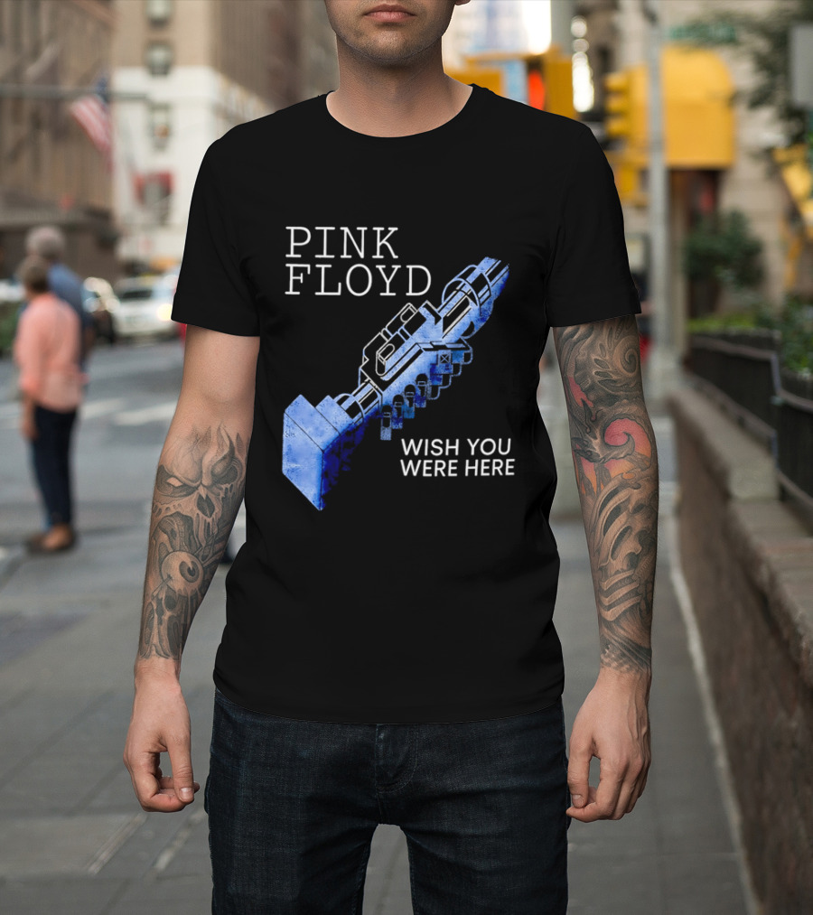 Pink Floyd Wish You Were Here Blue Mechanical Robot Handshake T-Shirt