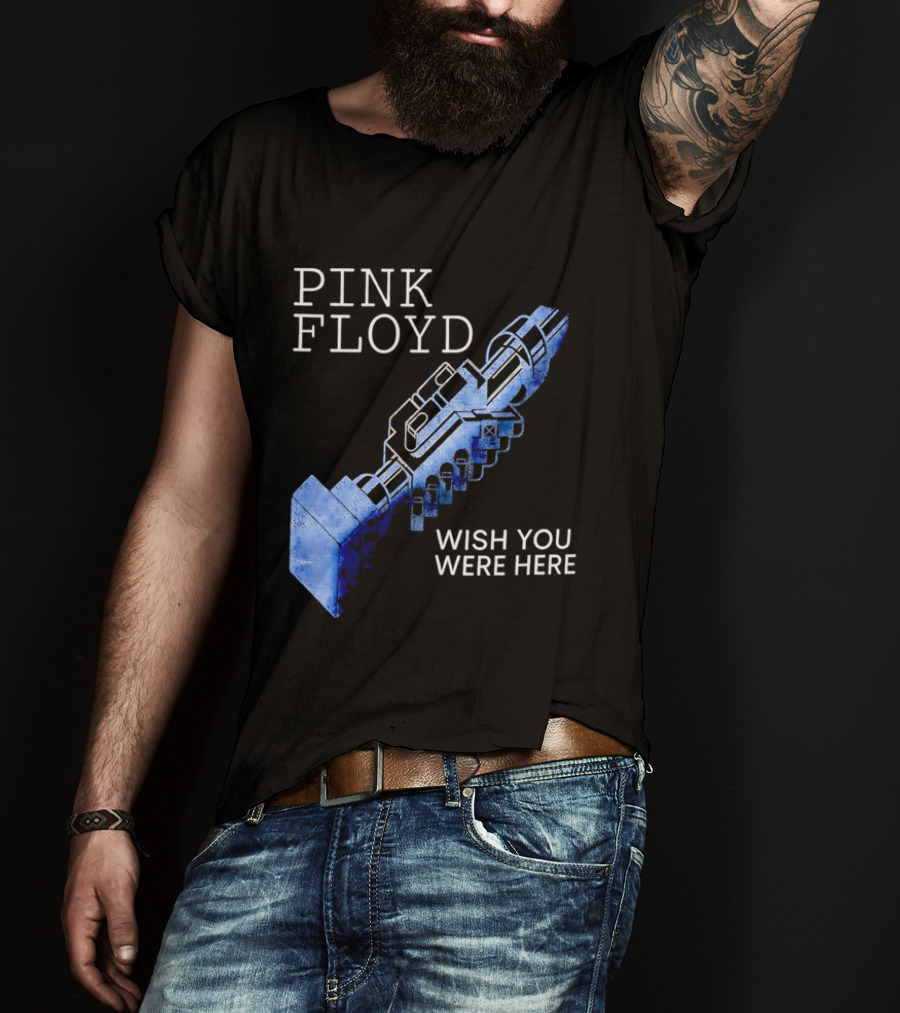 Pink Floyd Wish You Were Here Blue Mechanical Robot Handshake T-Shirt