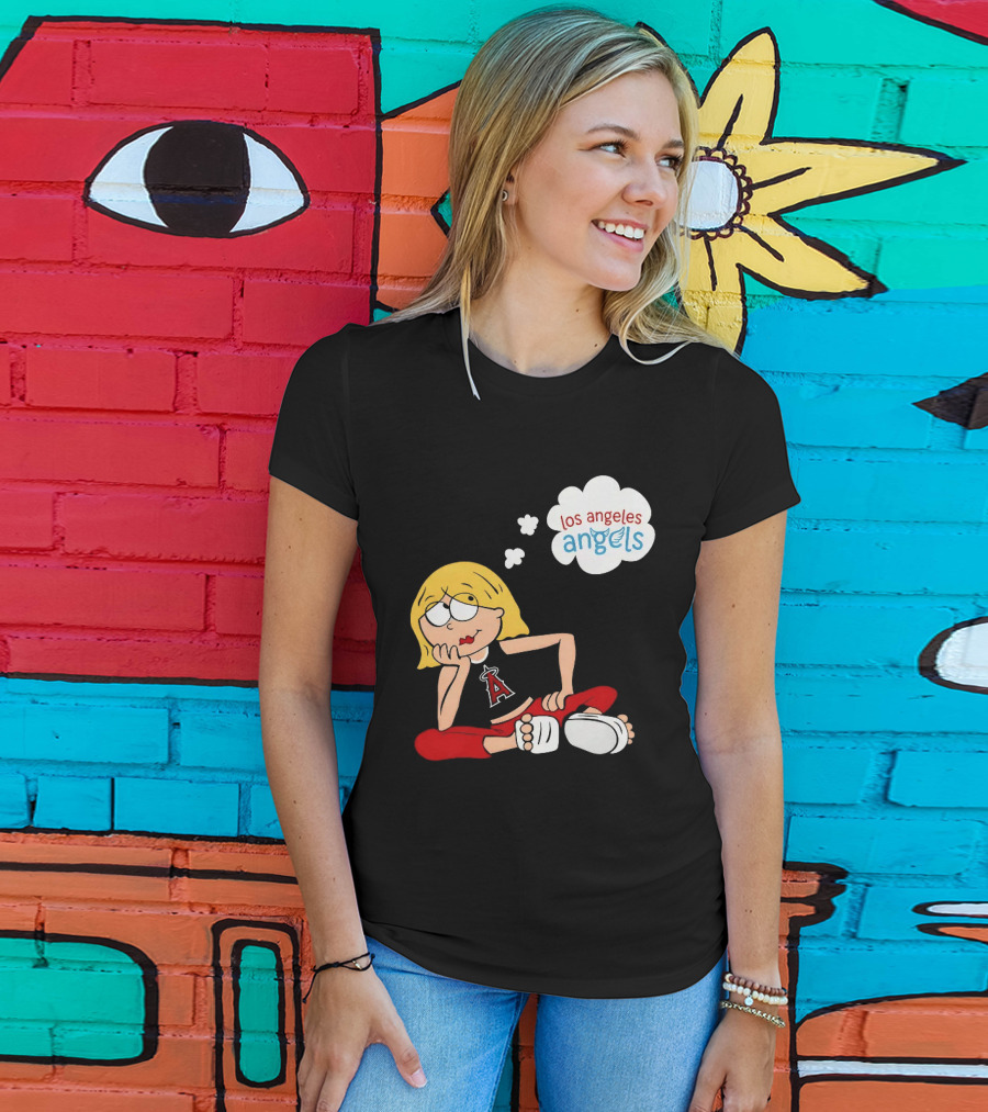Los Angeles Angels MLB Blonde Girl Thought Bubble Sitting Pose T-Shirt