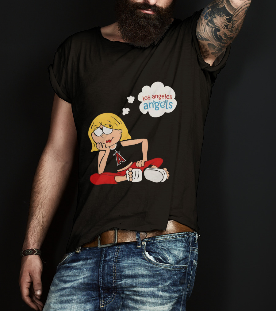 Los Angeles Angels MLB Blonde Girl Thought Bubble Sitting Pose T-Shirt