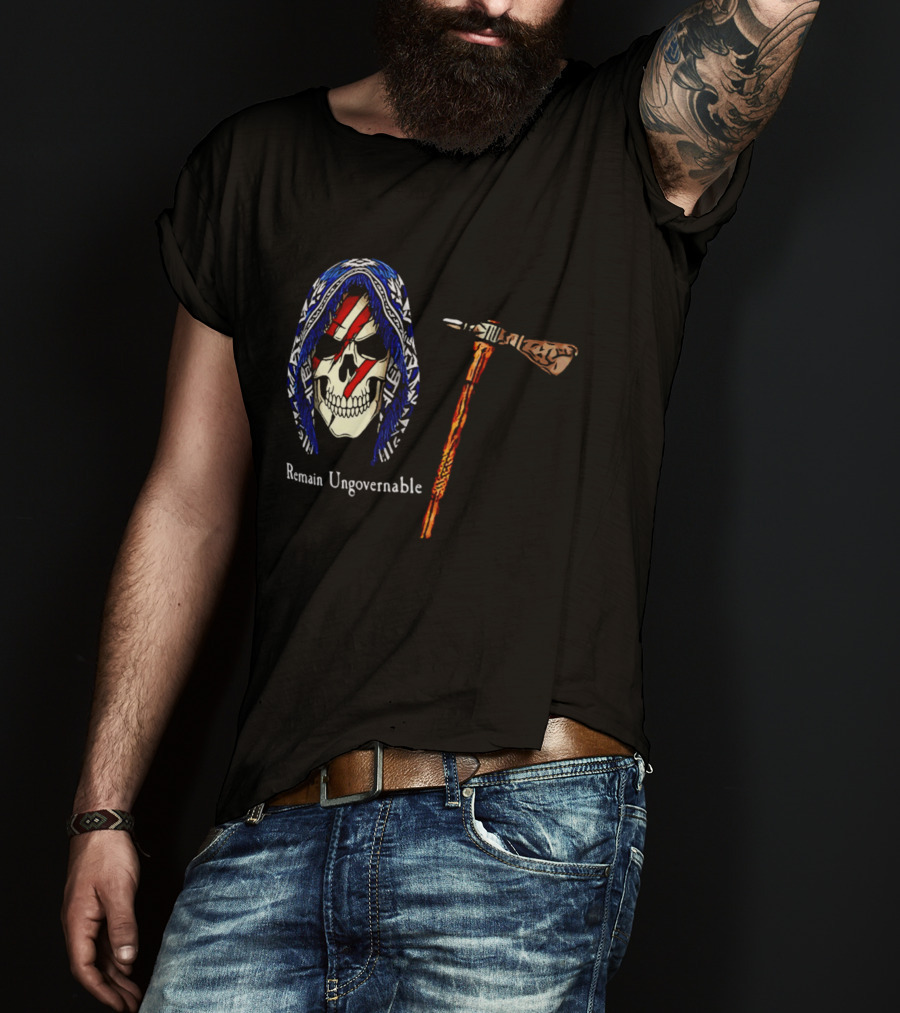 Remain Ungovernable Hooded Skull With Hammer Anti Authority T-Shirt