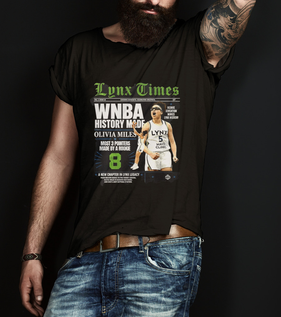 WNBA History Made Olivia Miles Lynx Times Most 3 Pointers By A Rookie T-Shirt