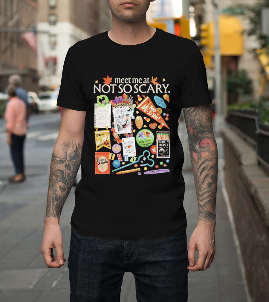 Meet Me At Not So Scary Boo To You Disney Halloween Trick Or Treating Black Flame Candle Halloween Party T-Shirt