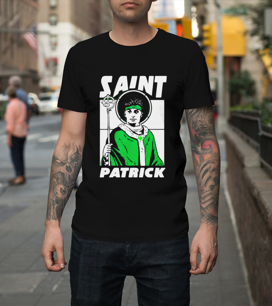 Saint Patrick Mahomes Kansas City Chiefs Iconic Green Halo And Staff T-Shirt
