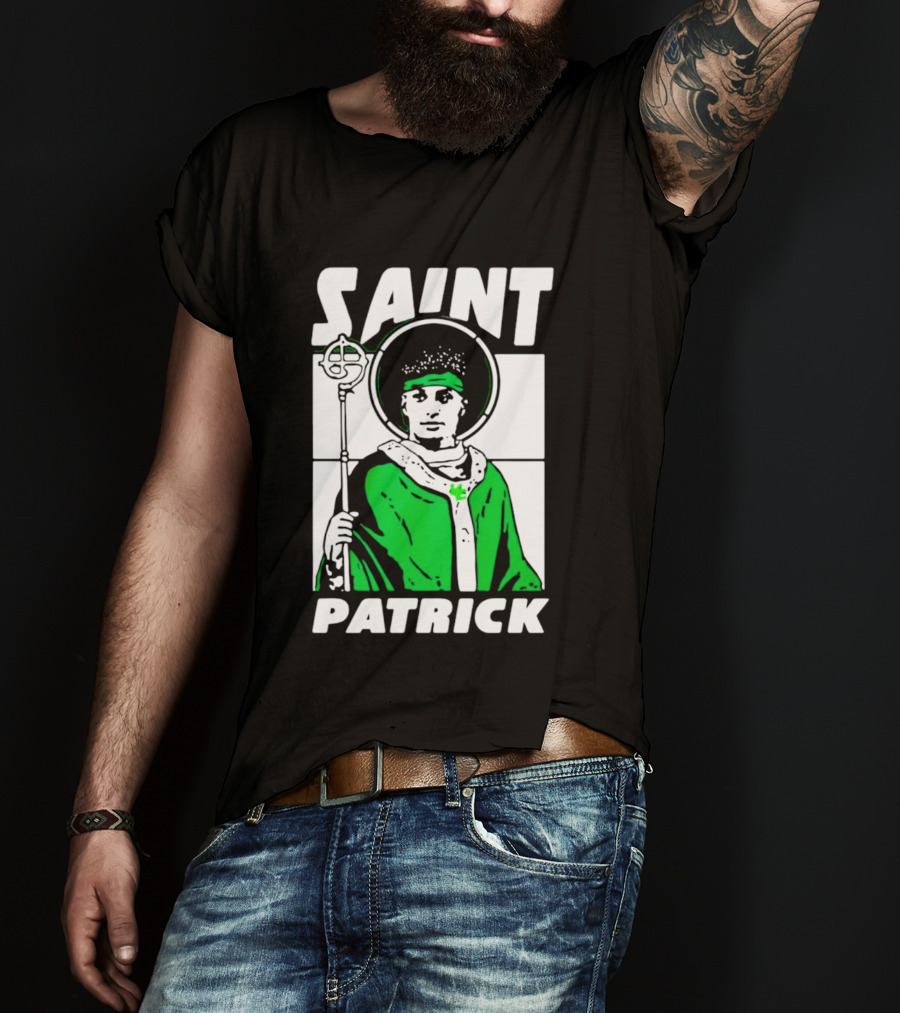 Saint Patrick Mahomes Kansas City Chiefs Iconic Green Halo And Staff T-Shirt