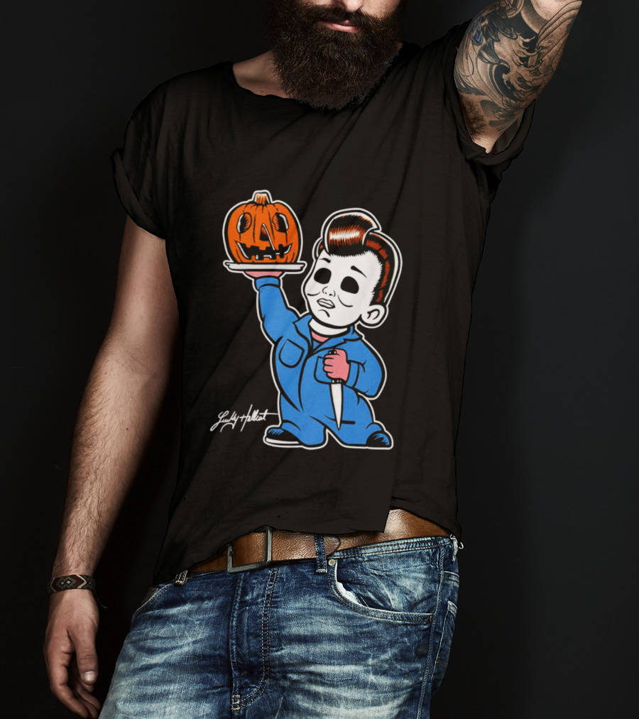 Michael Myers Big Boy Halloween Pumpkin Knife T-Shirt
