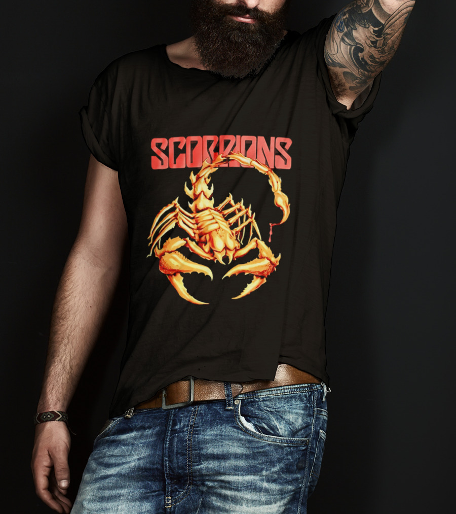 Scorpions Golden Metallic Skeleton Dripping Blood T-Shirt