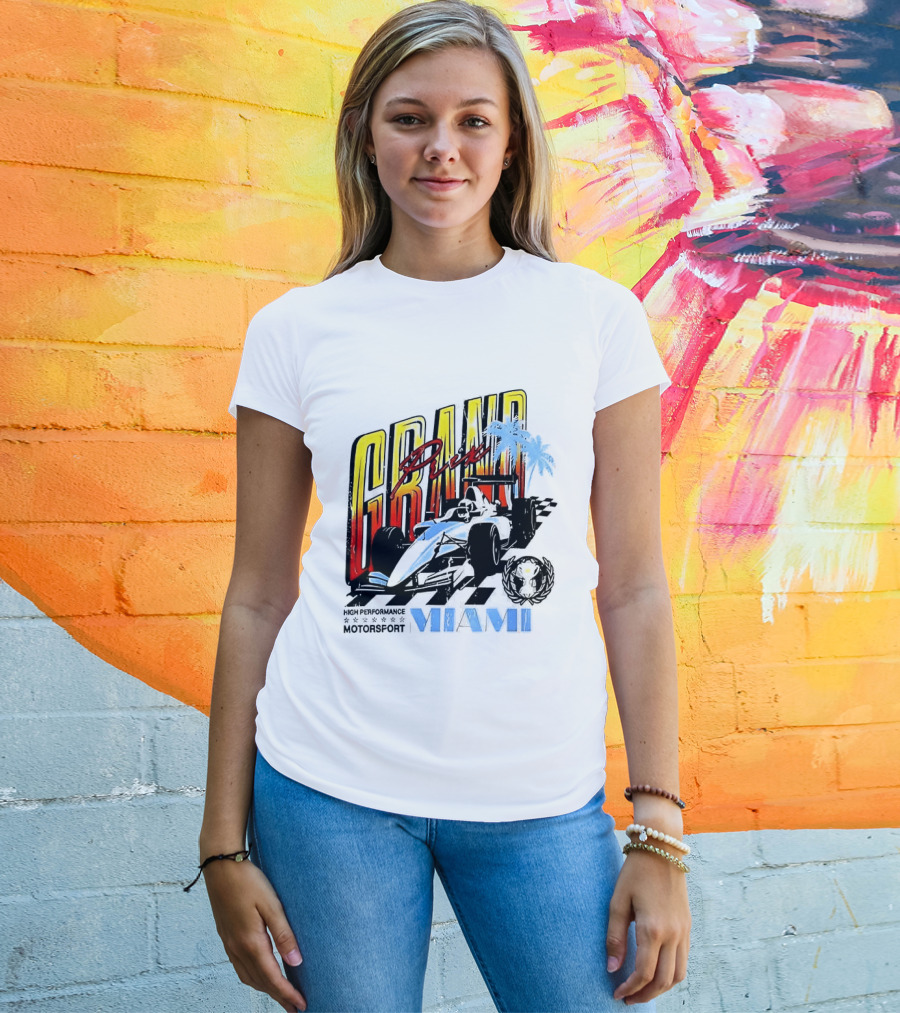 Chicago Bears Grand Prix Motorsport Miami Racing Car T-Shirt