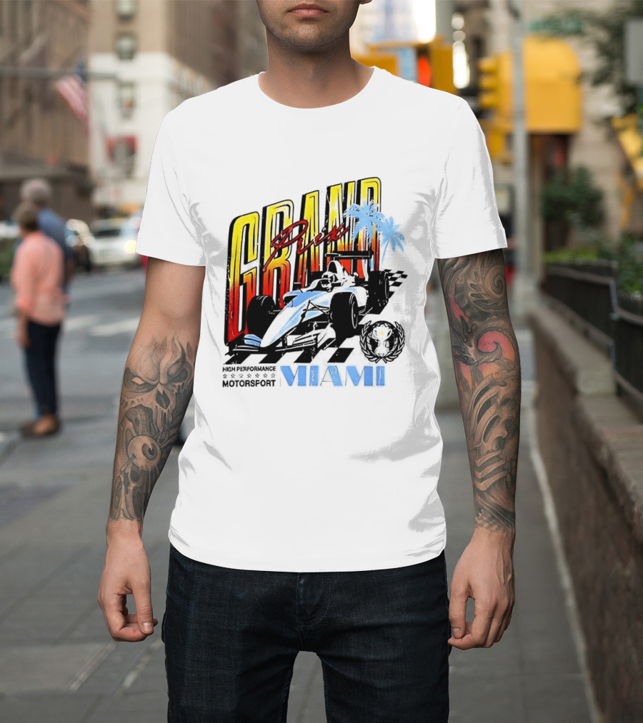 Chicago Bears Grand Prix Motorsport Miami Racing Car T-Shirt