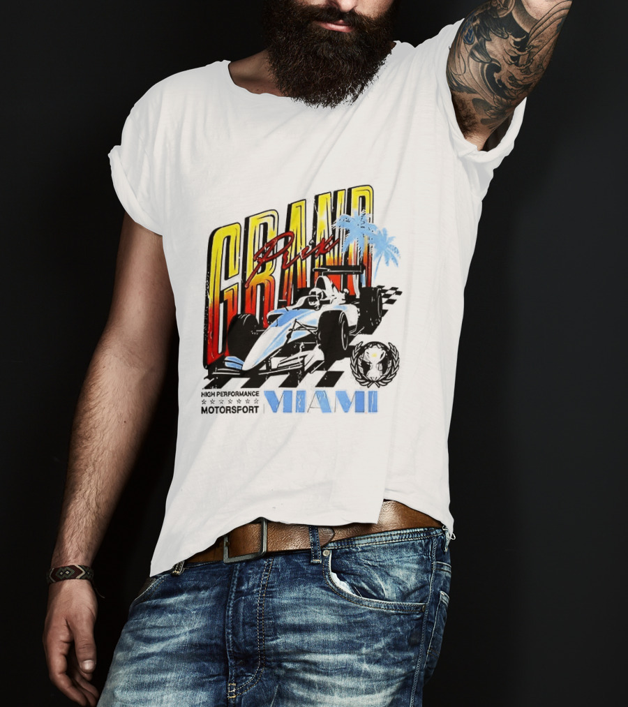 Chicago Bears Grand Prix Motorsport Miami Racing Car T-Shirt