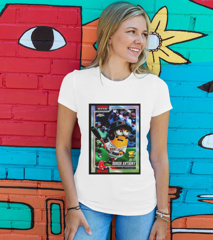 Minions Boston Red Sox Roman Anthony 2025 Topps Chrome Baseball Card T-Shirt