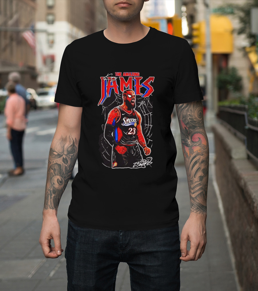 The Amazing LeBron James Spider Man 76ers NBA Crossover Comic T-Shirt