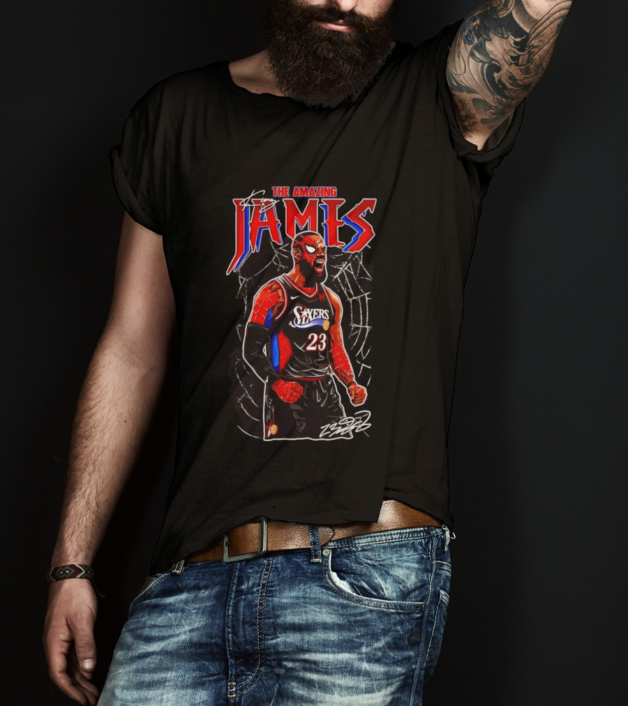 The Amazing LeBron James Spider Man 76ers NBA Crossover Comic T-Shirt