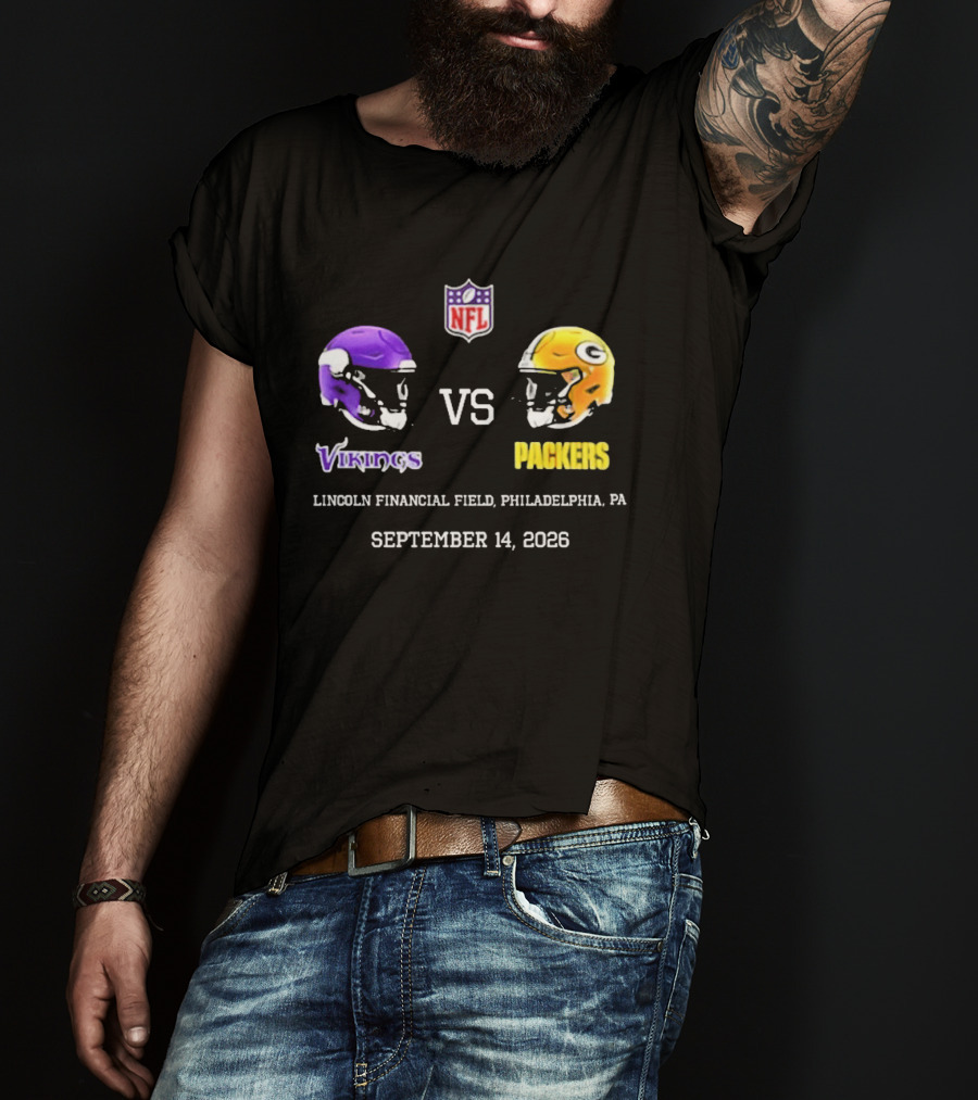 Vikings Vs Packers Lincoln Financial Field Philadelphia PA September 14 2026 T-Shirt