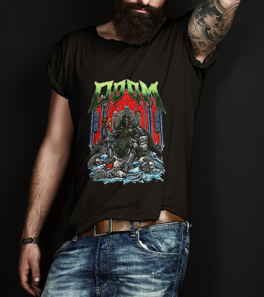 Doctor Doom Throne Marvel Superheroes With Iron Man Mask Doom T-Shirt
