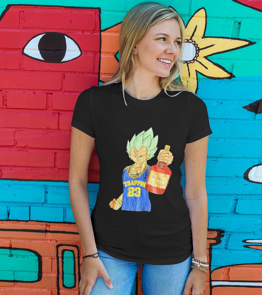 Hennessy Trappin 23 Anime Warrior Graphic Holding Bottle T-Shirt