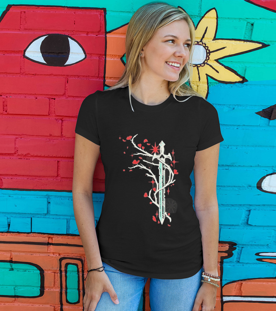 Lifesteal Sword With Red Petals Survival Gaming T-Shirt