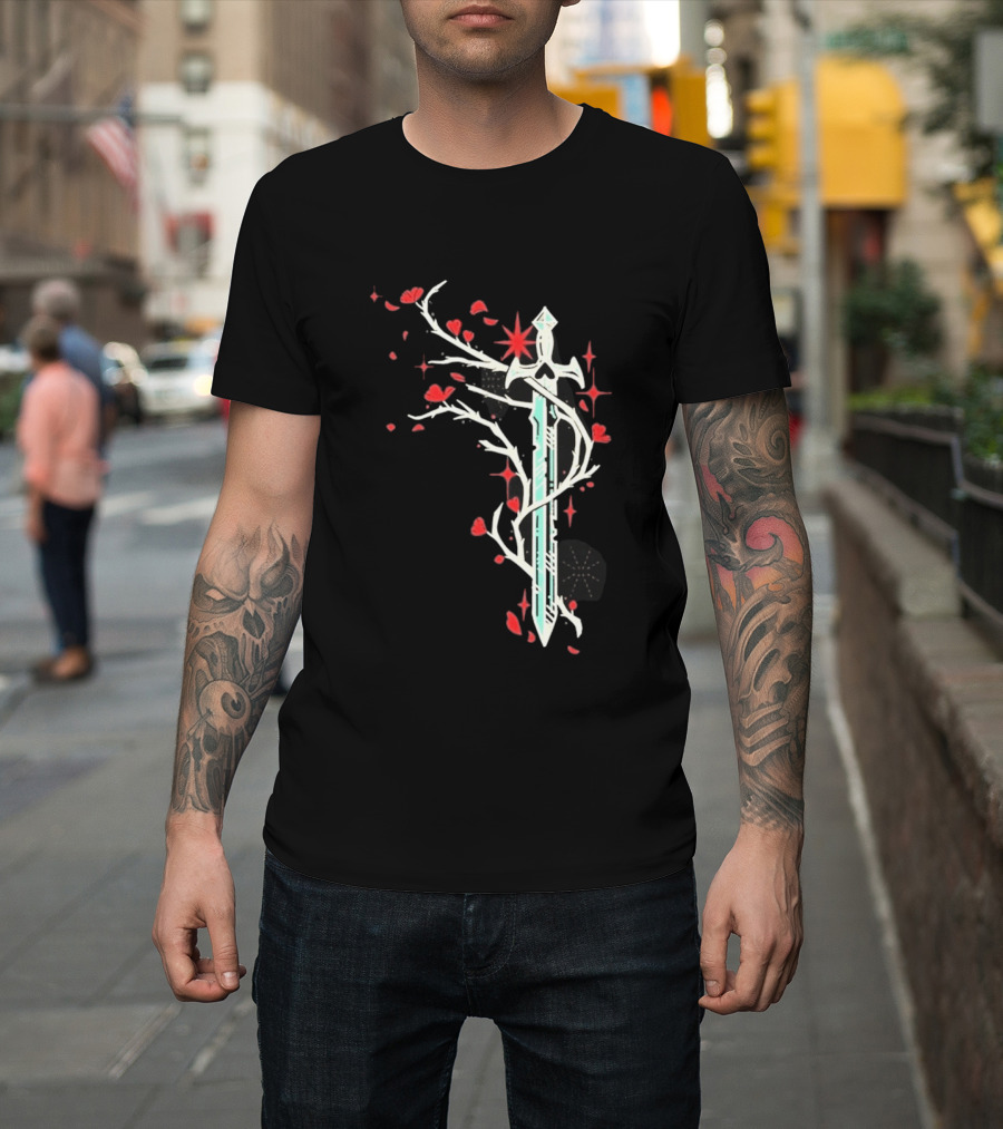 Lifesteal Sword With Red Petals Survival Gaming T-Shirt