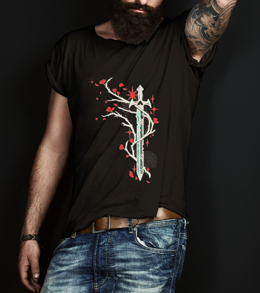 Lifesteal Sword With Red Petals Survival Gaming T-Shirt