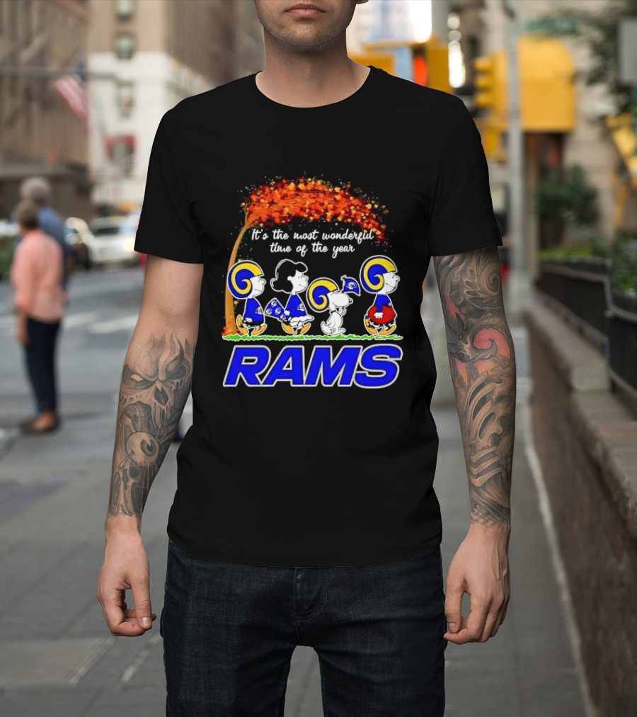Los Angeles Rams It's The Most Wonderful Time Of Year Charlie Brown Snoopy Peanuts Football Fall T-Shirt