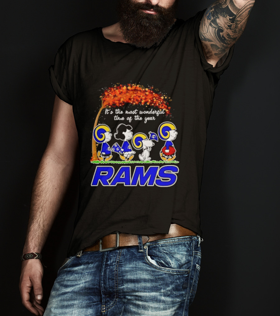 Los Angeles Rams It's The Most Wonderful Time Of Year Charlie Brown Snoopy Peanuts Football Fall T-Shirt